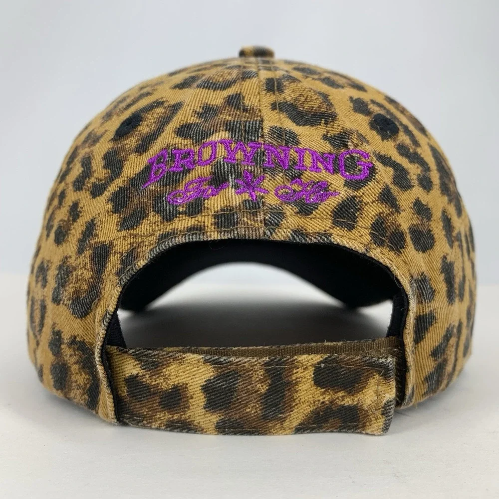 Browning For Her Hat Leopard Print Pink Buckmark OSFA Adjustable Baseball Cap